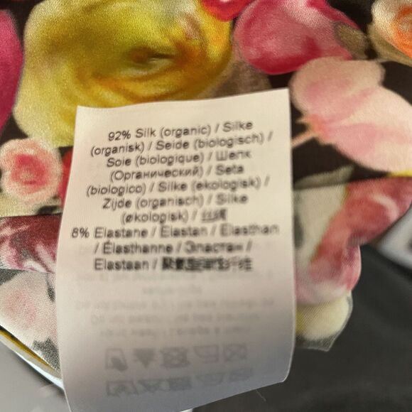 NWT GANNI Ruched Floral-Print Silk-Blend Satin Midi Dress Size 36 - Picture 9 of 12